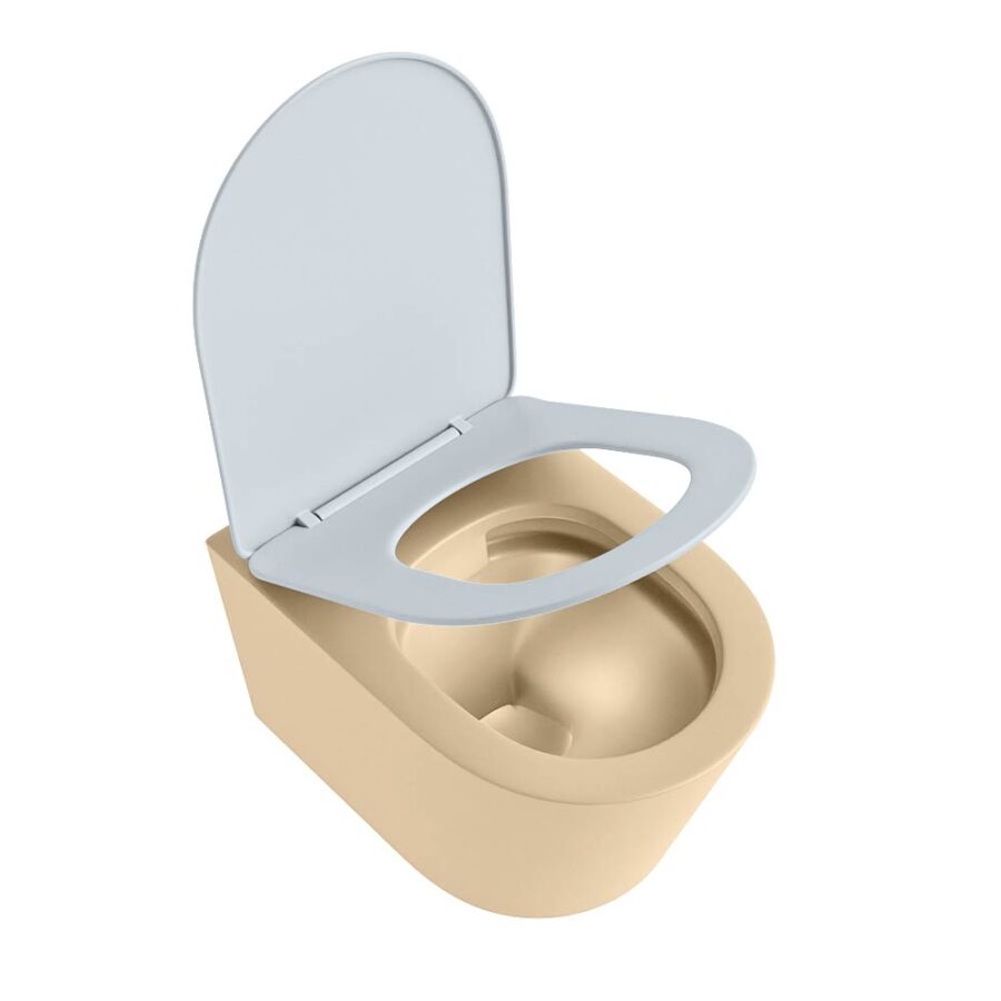 MONDIAZ LAVIE hangend toilet single fire rimless diepspoel Sand. Toiletzitting met quick-release & softclose Clay. - Afbeelding 4