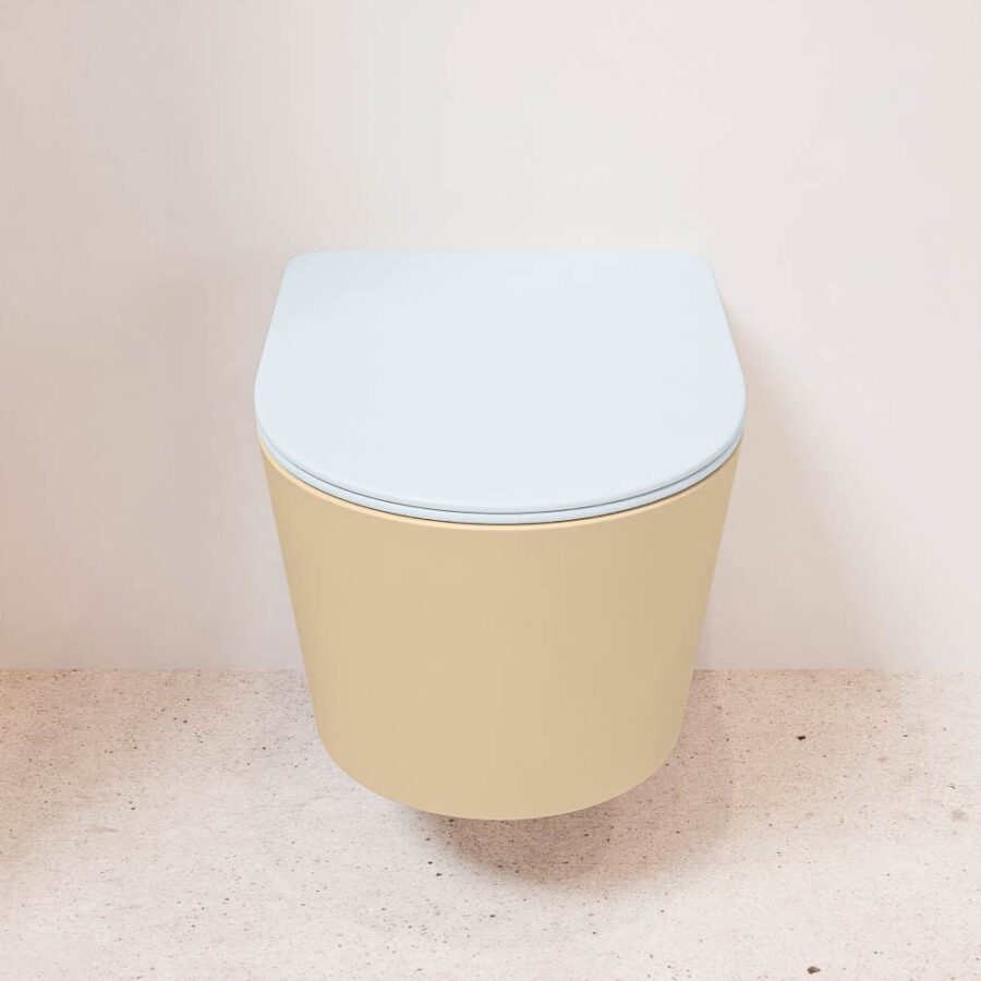 MONDIAZ LAVIE hangend toilet single fire rimless diepspoel Sand. Toiletzitting met quick-release & softclose Clay. - Afbeelding 2