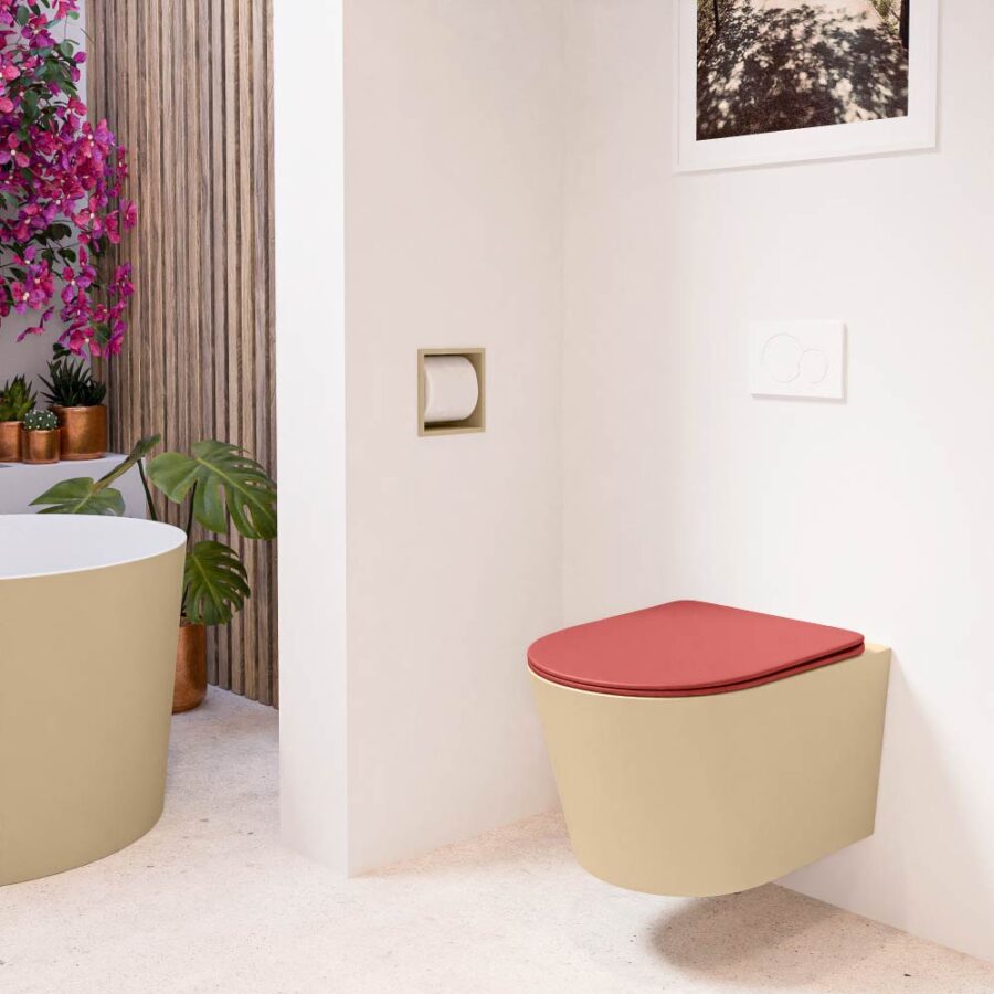 MONDIAZ LAVIE hangend toilet single fire rimless diepspoel Sand. Toiletzitting met quick-release & softclose Fire. - Afbeelding 3
