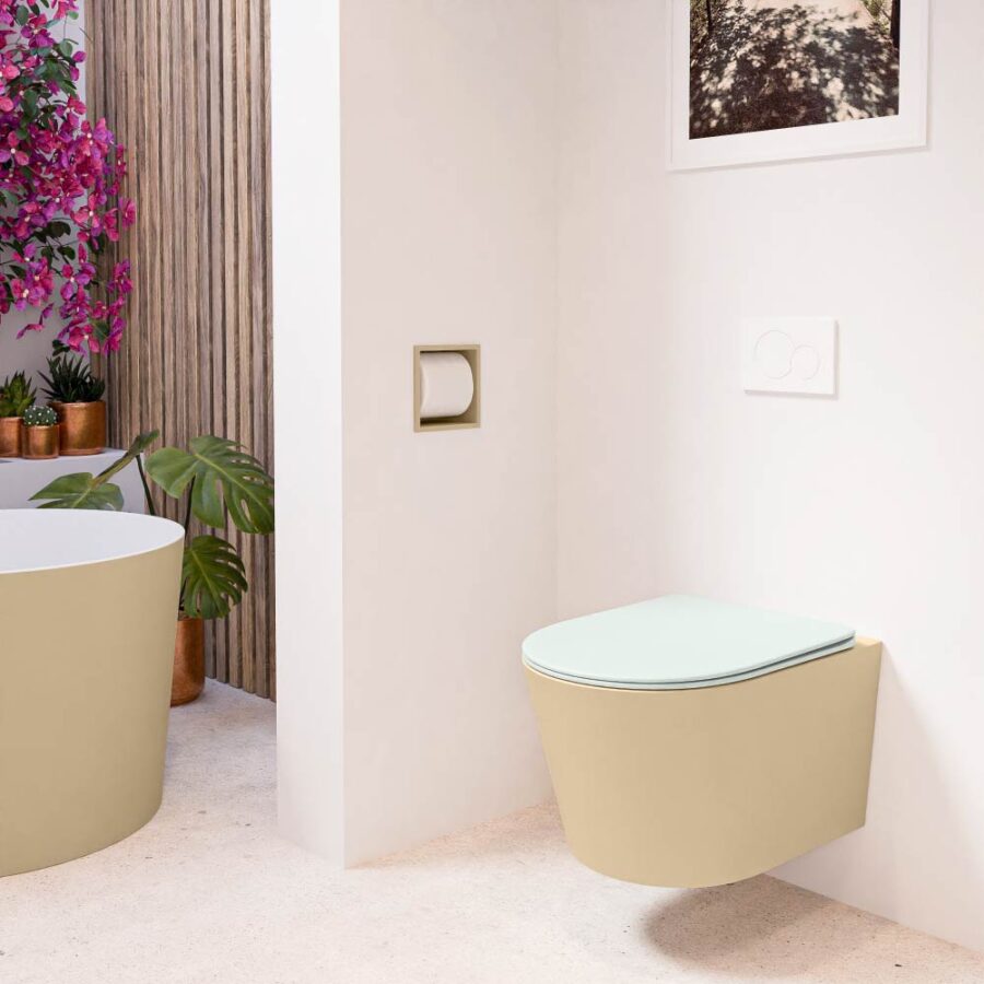 MONDIAZ LAVIE hangend toilet single fire rimless diepspoel Sand. Toiletzitting met quick-release & softclose Greey. - Afbeelding 3