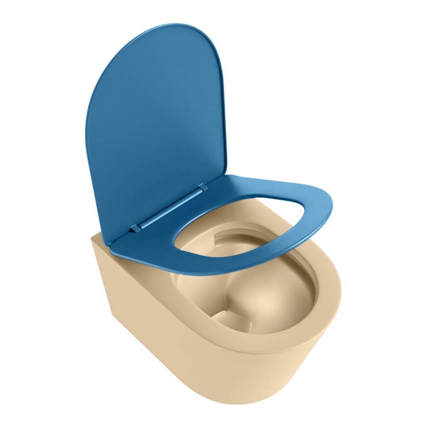 MONDIAZ LAVIE hangend toilet single fire rimless diepspoel Sand. Toiletzitting met quick-release & softclose Jeans. - Afbeelding 4