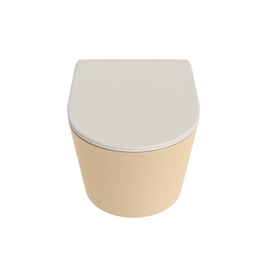 MONDIAZ LAVIE hangend toilet single fire rimless diepspoel Sand. Toiletzitting met quick-release & softclose Linen. - Afbeelding 6