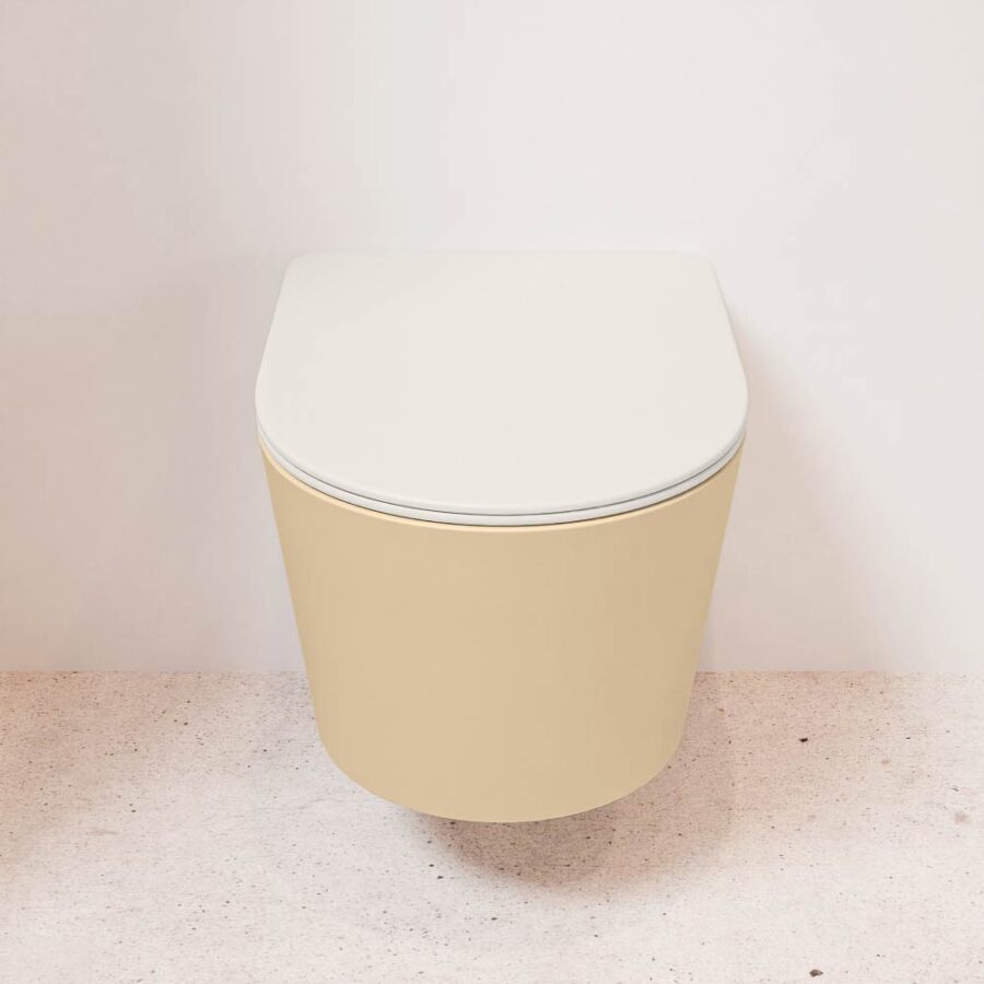 MONDIAZ LAVIE hangend toilet single fire rimless diepspoel Sand. Toiletzitting met quick-release & softclose Linen. - Afbeelding 2