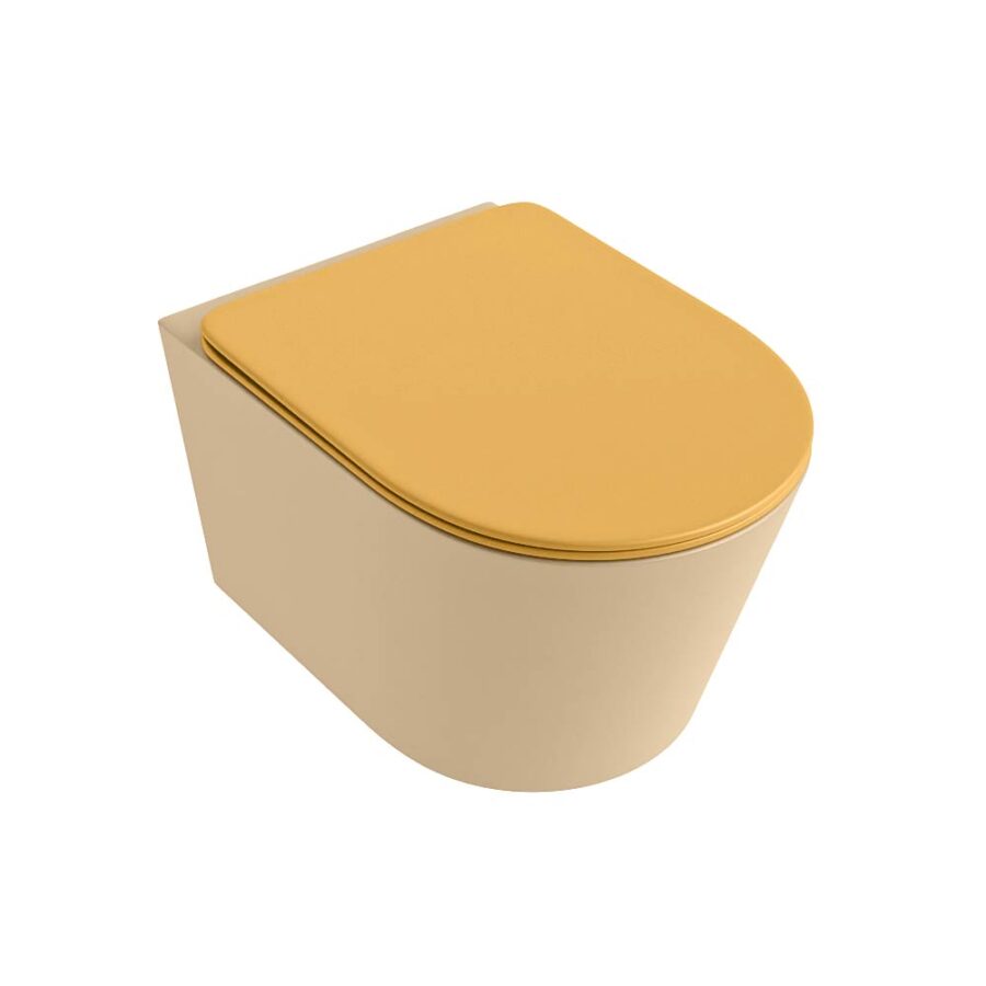 MONDIAZ LAVIE hangend toilet single fire rimless diepspoel Sand. Toiletzitting met quick-release & softclose Ocher. - Afbeelding 5