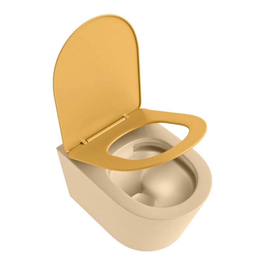 MONDIAZ LAVIE hangend toilet single fire rimless diepspoel Sand. Toiletzitting met quick-release & softclose Ocher. - Afbeelding 4