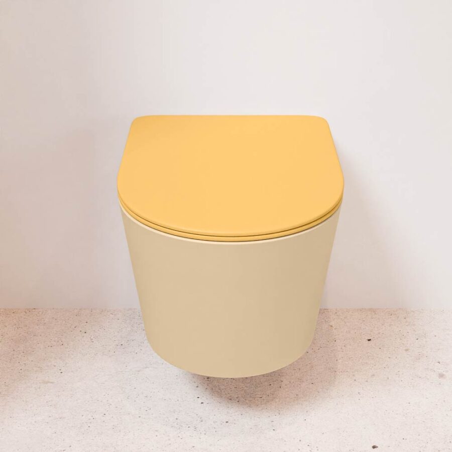 MONDIAZ LAVIE hangend toilet single fire rimless diepspoel Sand. Toiletzitting met quick-release & softclose Ocher. - Afbeelding 2