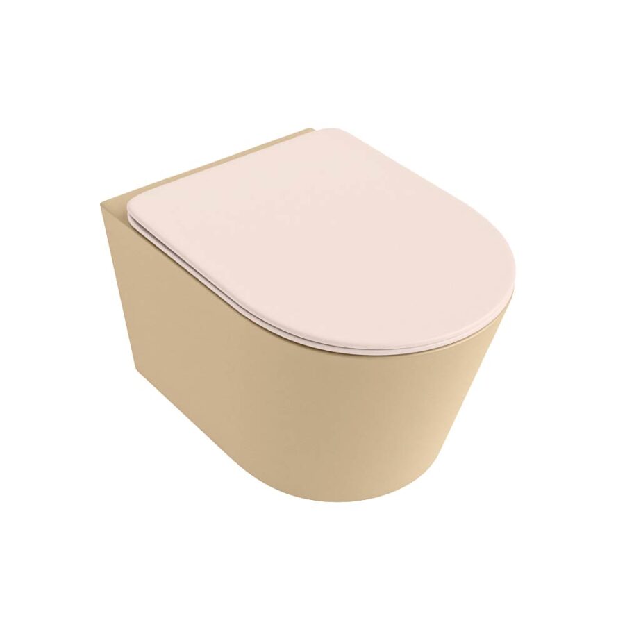 MONDIAZ LAVIE hangend toilet single fire rimless diepspoel Sand. Toiletzitting met quick-release & softclose Rosee. - Afbeelding 5