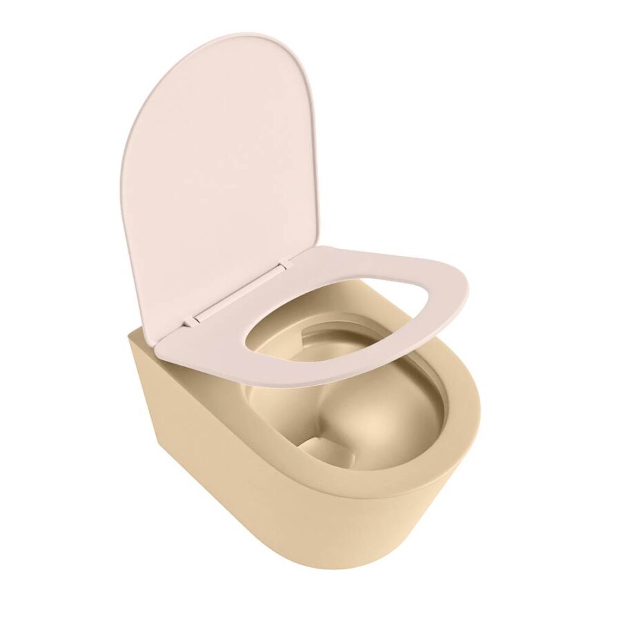 MONDIAZ LAVIE hangend toilet single fire rimless diepspoel Sand. Toiletzitting met quick-release & softclose Rosee. - Afbeelding 4