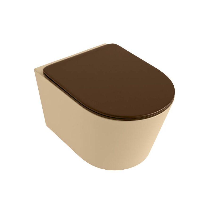 MONDIAZ LAVIE hangend toilet single fire rimless diepspoel Sand. Toiletzitting met quick-release & softclose Rust. - Afbeelding 5