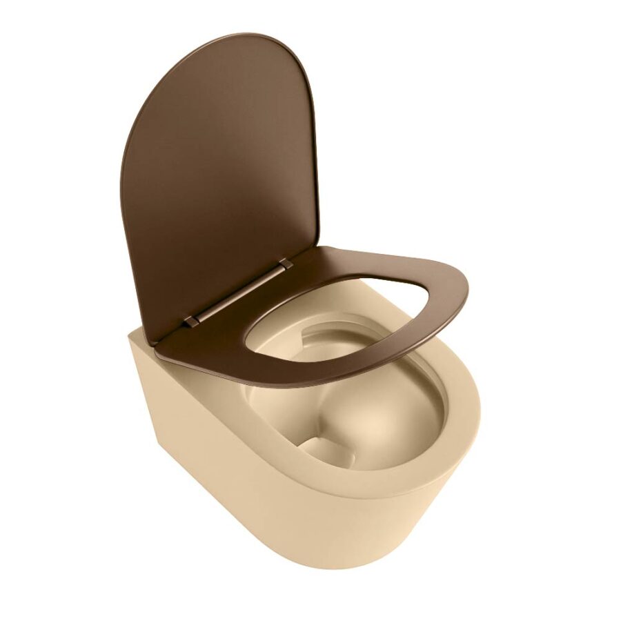 MONDIAZ LAVIE hangend toilet single fire rimless diepspoel Sand. Toiletzitting met quick-release & softclose Rust. - Afbeelding 4