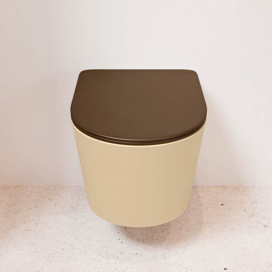 MONDIAZ LAVIE hangend toilet single fire rimless diepspoel Sand. Toiletzitting met quick-release & softclose Rust. - Afbeelding 2