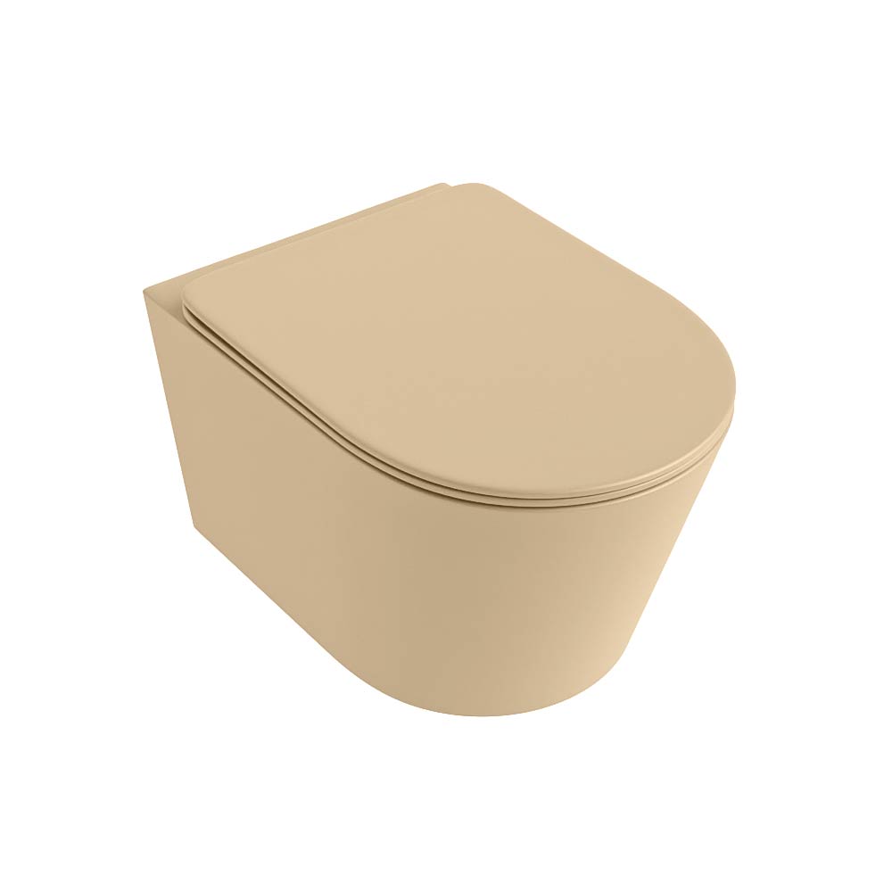 MONDIAZ LAVIE hangend toilet single fire rimless diepspoel Sand. Toiletzitting met quick-release & softclose Sand. - Afbeelding 5