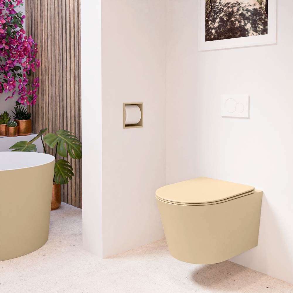 MONDIAZ LAVIE hangend toilet single fire rimless diepspoel Sand. Toiletzitting met quick-release & softclose Sand. - Afbeelding 3