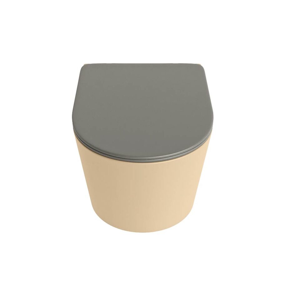 MONDIAZ LAVIE hangend toilet single fire rimless diepspoel Sand. Toiletzitting met quick-release & softclose Smoke. - Afbeelding 6