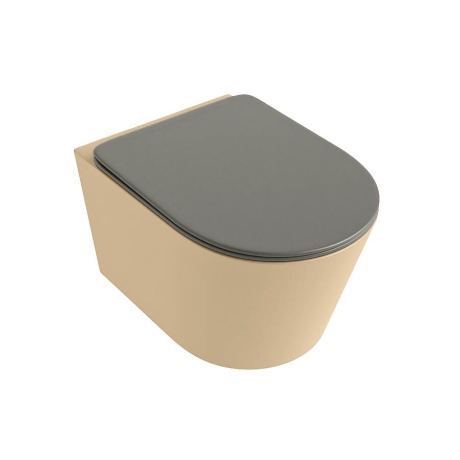 MONDIAZ LAVIE hangend toilet single fire rimless diepspoel Sand. Toiletzitting met quick-release & softclose Smoke. - Afbeelding 5