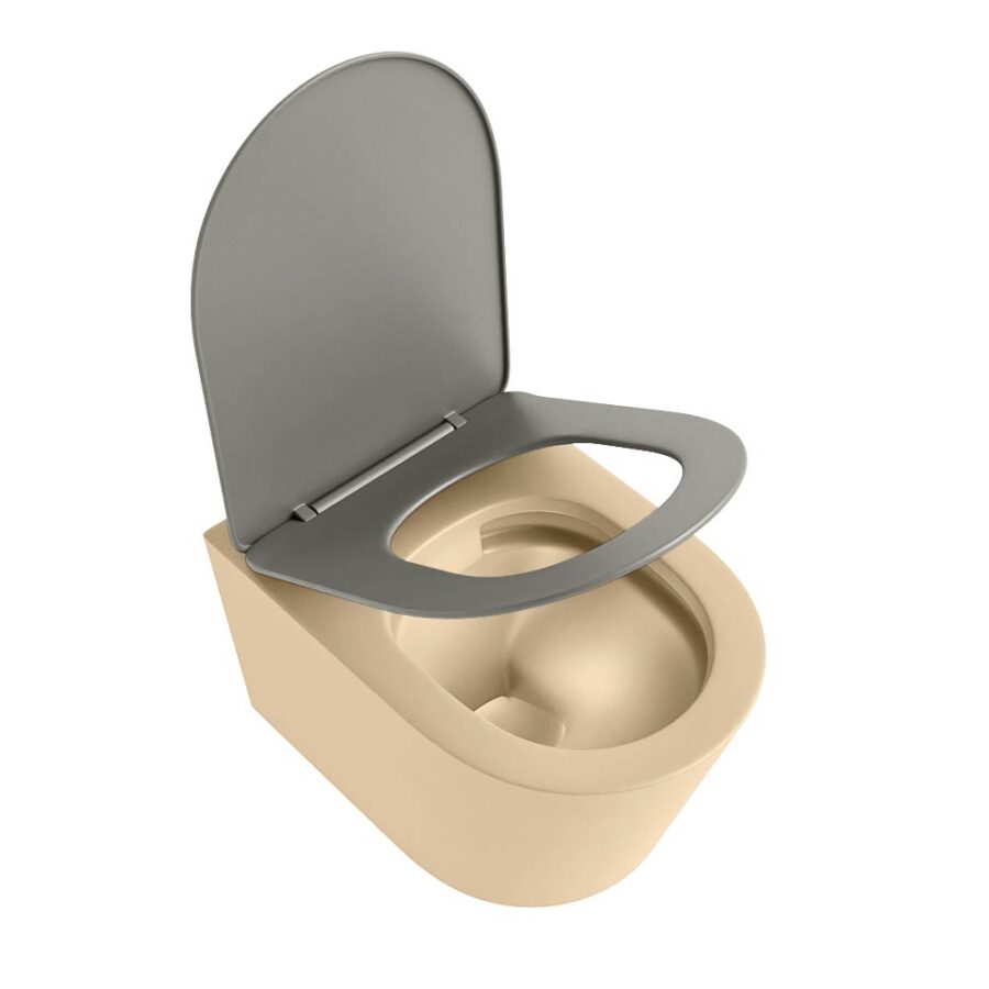 MONDIAZ LAVIE hangend toilet single fire rimless diepspoel Sand. Toiletzitting met quick-release & softclose Smoke. - Afbeelding 4