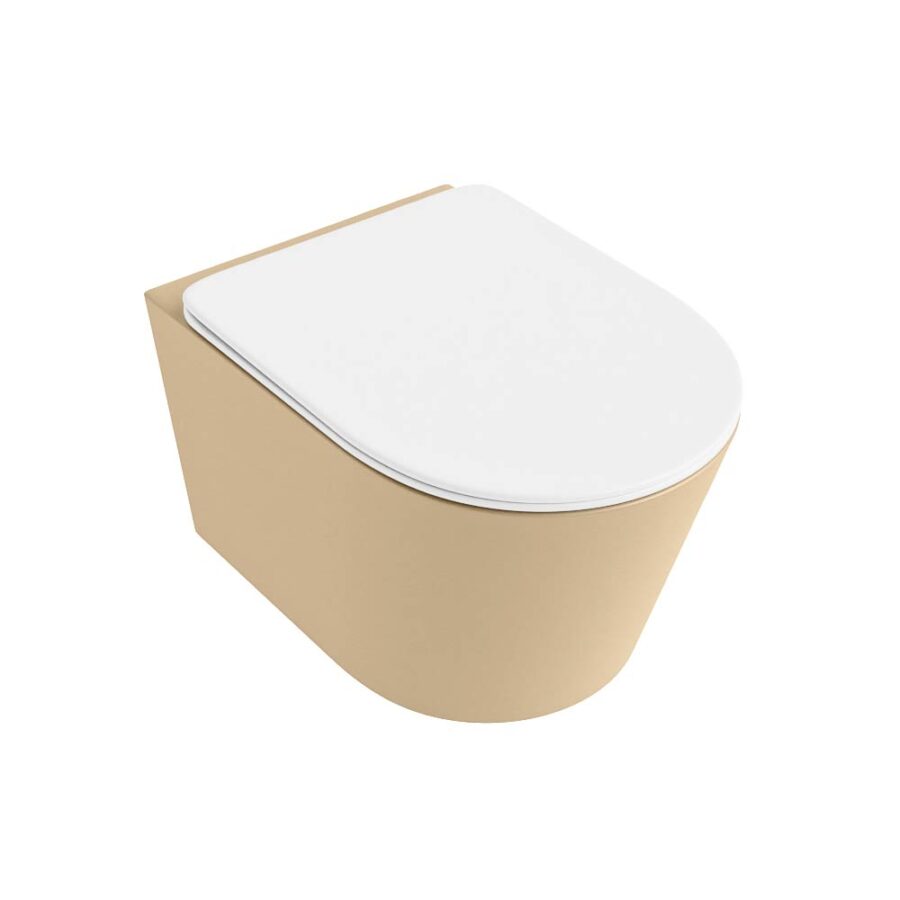 MONDIAZ LAVIE hangend toilet single fire rimless diepspoel Sand. Toiletzitting met quick-release & softclose Talc. - Afbeelding 5