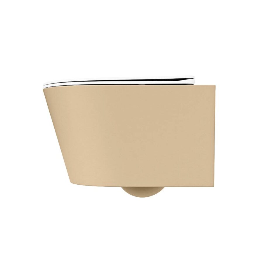 MONDIAZ LAVIE hangend toilet single fire rimless diepspoel Sand. Toiletzitting met quick-release & softclose Talc. - Afbeelding 8