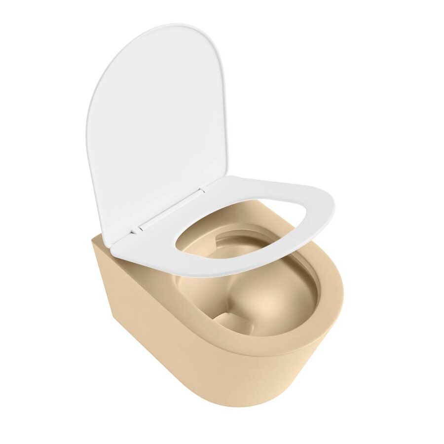 MONDIAZ LAVIE hangend toilet single fire rimless diepspoel Sand. Toiletzitting met quick-release & softclose Talc. - Afbeelding 4