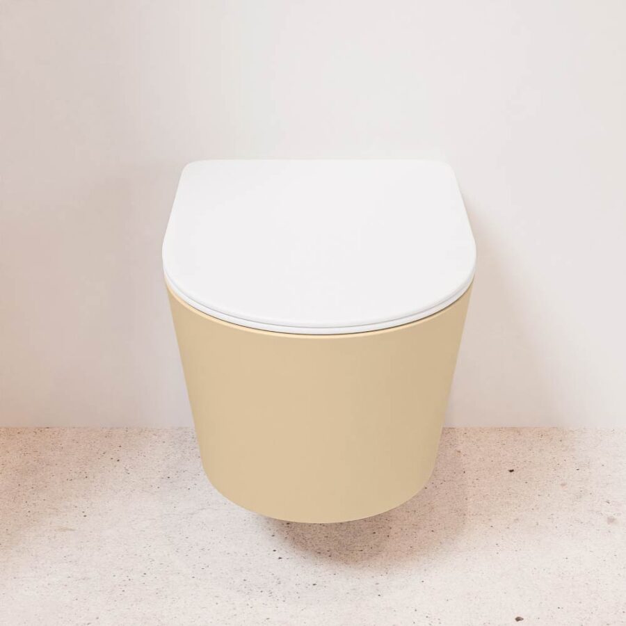 MONDIAZ LAVIE hangend toilet single fire rimless diepspoel Sand. Toiletzitting met quick-release & softclose Talc. - Afbeelding 2
