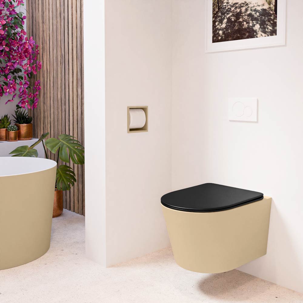 MONDIAZ LAVIE hangend toilet single fire rimless diepspoel Sand. Toiletzitting met quick-release & softclose Urban. - Afbeelding 3