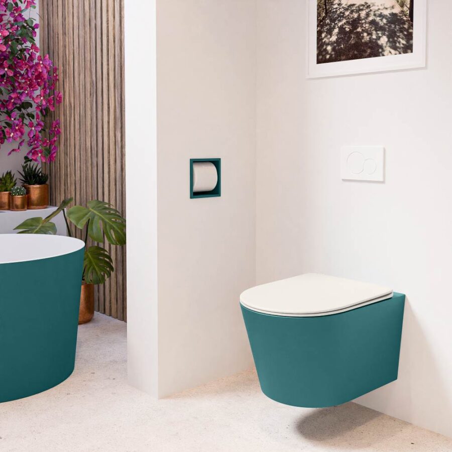 MONDIAZ LAVIE hangend toilet single fire rimless diepspoel Smag. Toiletzitting met quick-release & softclose Linen. - Afbeelding 3