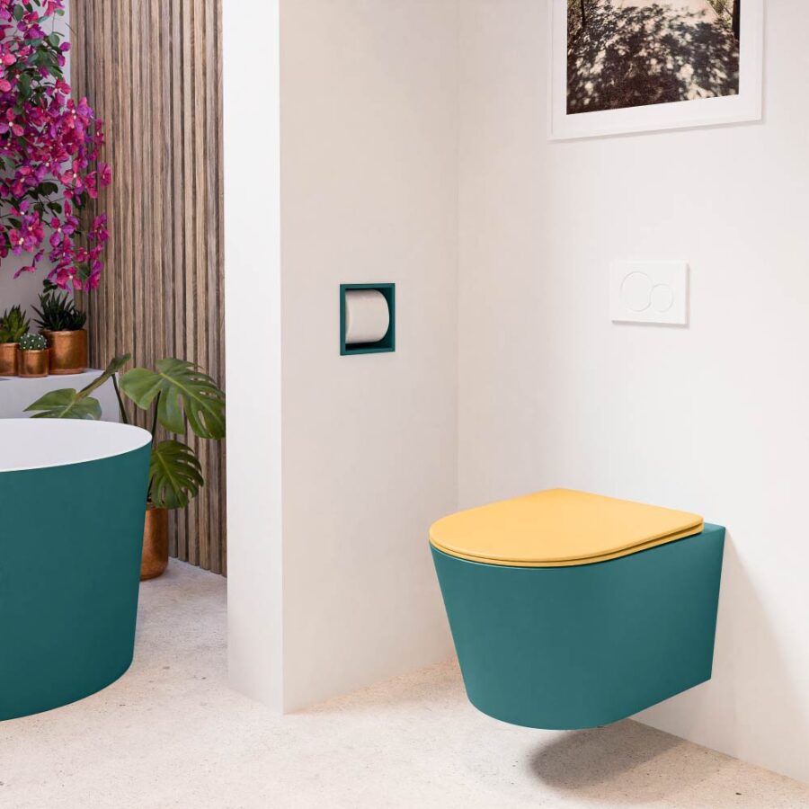 MONDIAZ LAVIE hangend toilet single fire rimless diepspoel Smag. Toiletzitting met quick-release & softclose Ocher. - Afbeelding 3