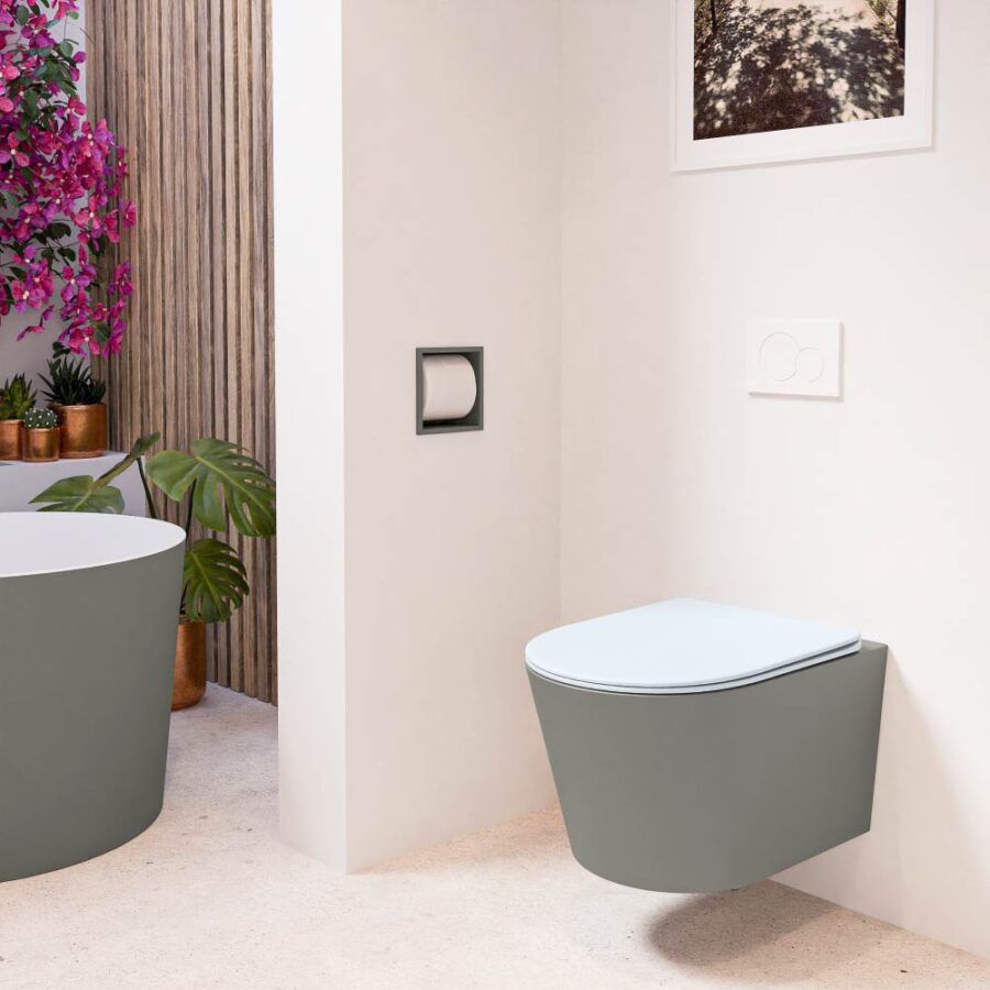 MONDIAZ LAVIE hangend toilet single fire rimless diepspoel Smoke. Toiletzitting met quick-release & softclose Clay. - Afbeelding 3