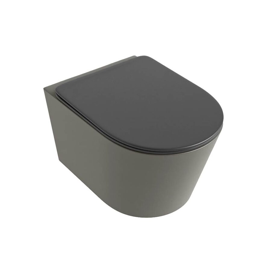 MONDIAZ LAVIE hangend toilet single fire rimless diepspoel Smoke. Toiletzitting met quick-release & softclose Dark Grey. - Afbeelding 5
