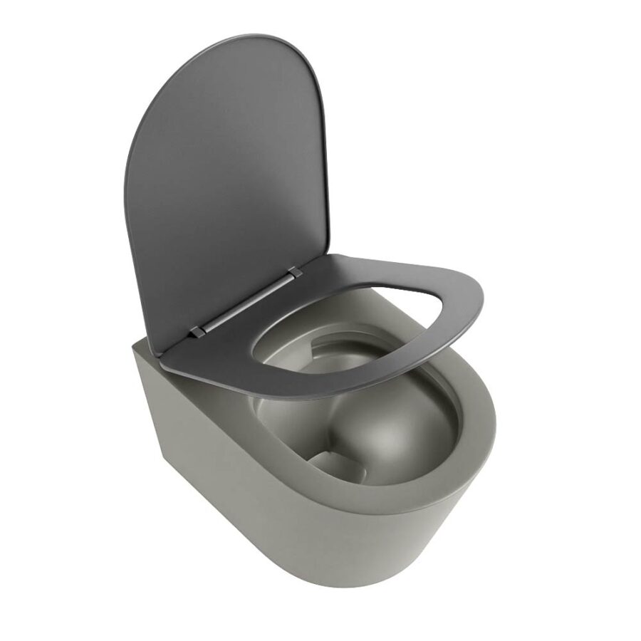 MONDIAZ LAVIE hangend toilet single fire rimless diepspoel Smoke. Toiletzitting met quick-release & softclose Dark Grey. - Afbeelding 4