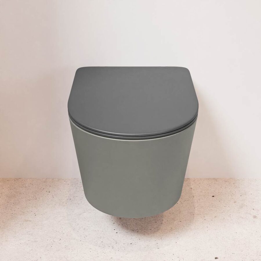 MONDIAZ LAVIE hangend toilet single fire rimless diepspoel Smoke. Toiletzitting met quick-release & softclose Dark Grey. - Afbeelding 2