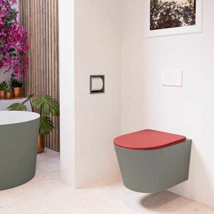 MONDIAZ LAVIE hangend toilet single fire rimless diepspoel Smoke. Toiletzitting met quick-release & softclose Fire. - Afbeelding 3