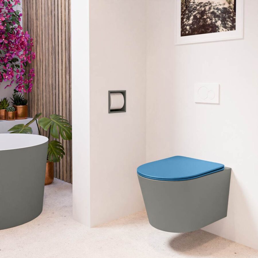MONDIAZ LAVIE hangend toilet single fire rimless diepspoel Smoke. Toiletzitting met quick-release & softclose Jeans. - Afbeelding 3