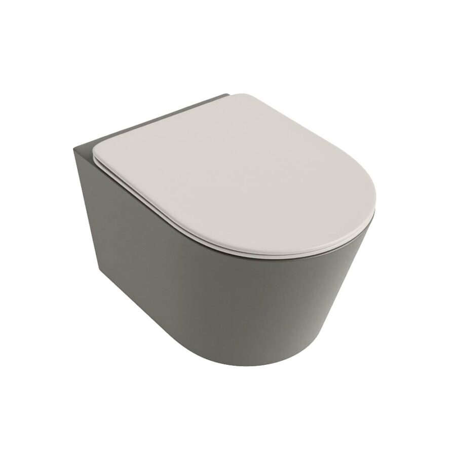 MONDIAZ LAVIE hangend toilet single fire rimless diepspoel Smoke. Toiletzitting met quick-release & softclose Linen. - Afbeelding 5