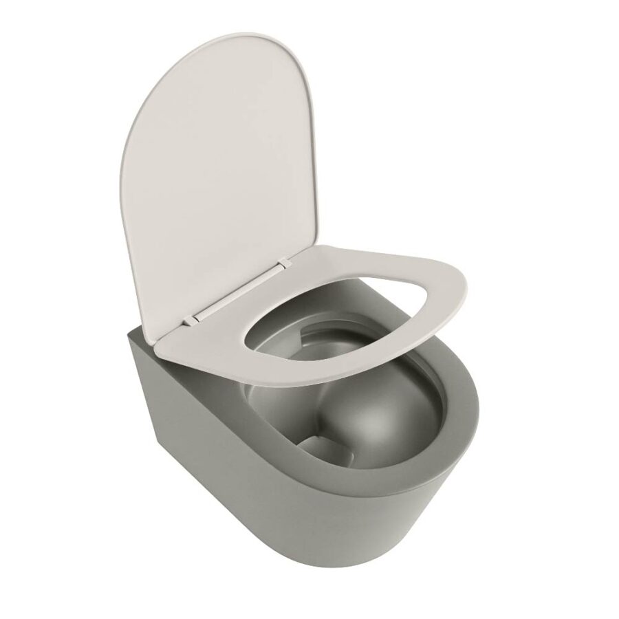 MONDIAZ LAVIE hangend toilet single fire rimless diepspoel Smoke. Toiletzitting met quick-release & softclose Linen. - Afbeelding 4