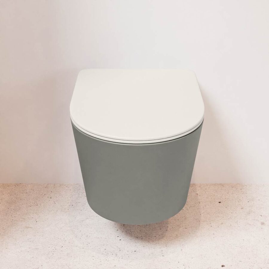 MONDIAZ LAVIE hangend toilet single fire rimless diepspoel Smoke. Toiletzitting met quick-release & softclose Linen. - Afbeelding 2