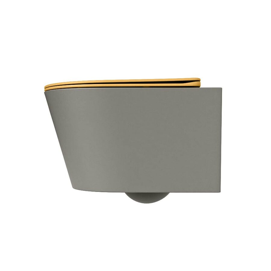 MONDIAZ LAVIE hangend toilet single fire rimless diepspoel Smoke. Toiletzitting met quick-release & softclose Ocher. - Afbeelding 8