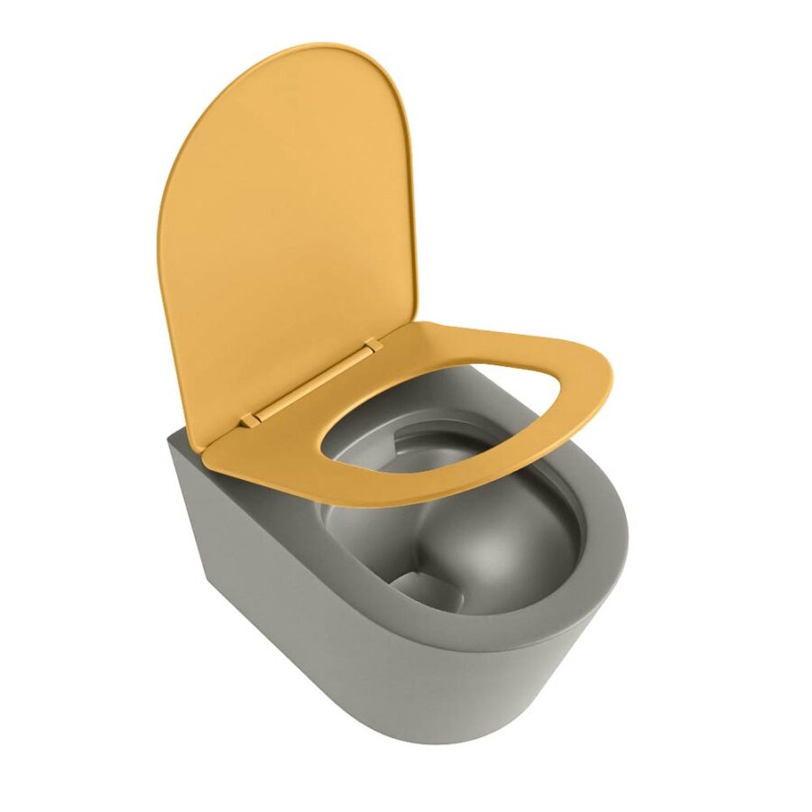 MONDIAZ LAVIE hangend toilet single fire rimless diepspoel Smoke. Toiletzitting met quick-release & softclose Ocher. - Afbeelding 4
