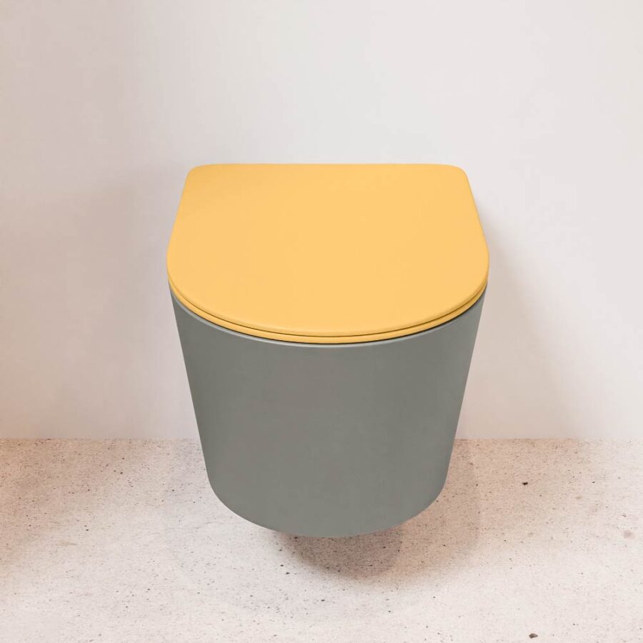 MONDIAZ LAVIE hangend toilet single fire rimless diepspoel Smoke. Toiletzitting met quick-release & softclose Ocher. - Afbeelding 2