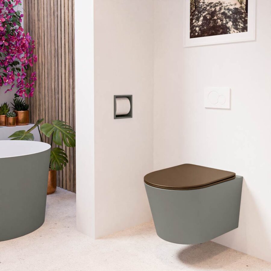 MONDIAZ LAVIE hangend toilet single fire rimless diepspoel Smoke. Toiletzitting met quick-release & softclose Rust. - Afbeelding 3