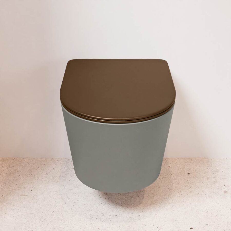 MONDIAZ LAVIE hangend toilet single fire rimless diepspoel Smoke. Toiletzitting met quick-release & softclose Rust. - Afbeelding 2