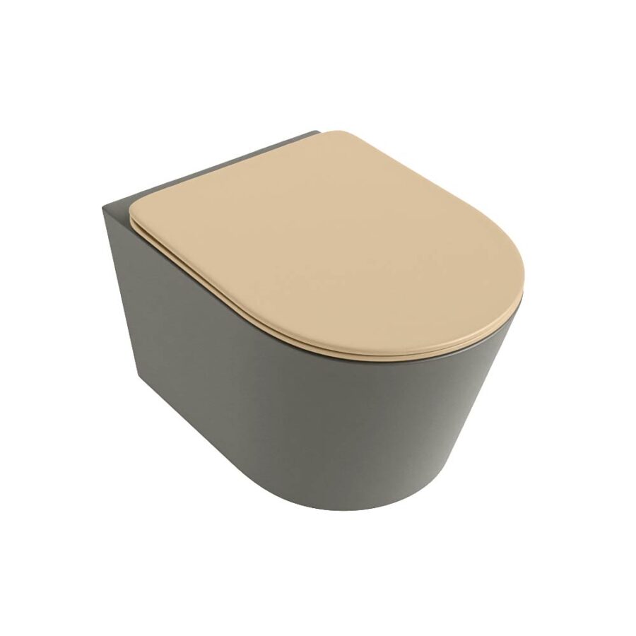MONDIAZ LAVIE hangend toilet single fire rimless diepspoel Smoke. Toiletzitting met quick-release & softclose Sand. - Afbeelding 5
