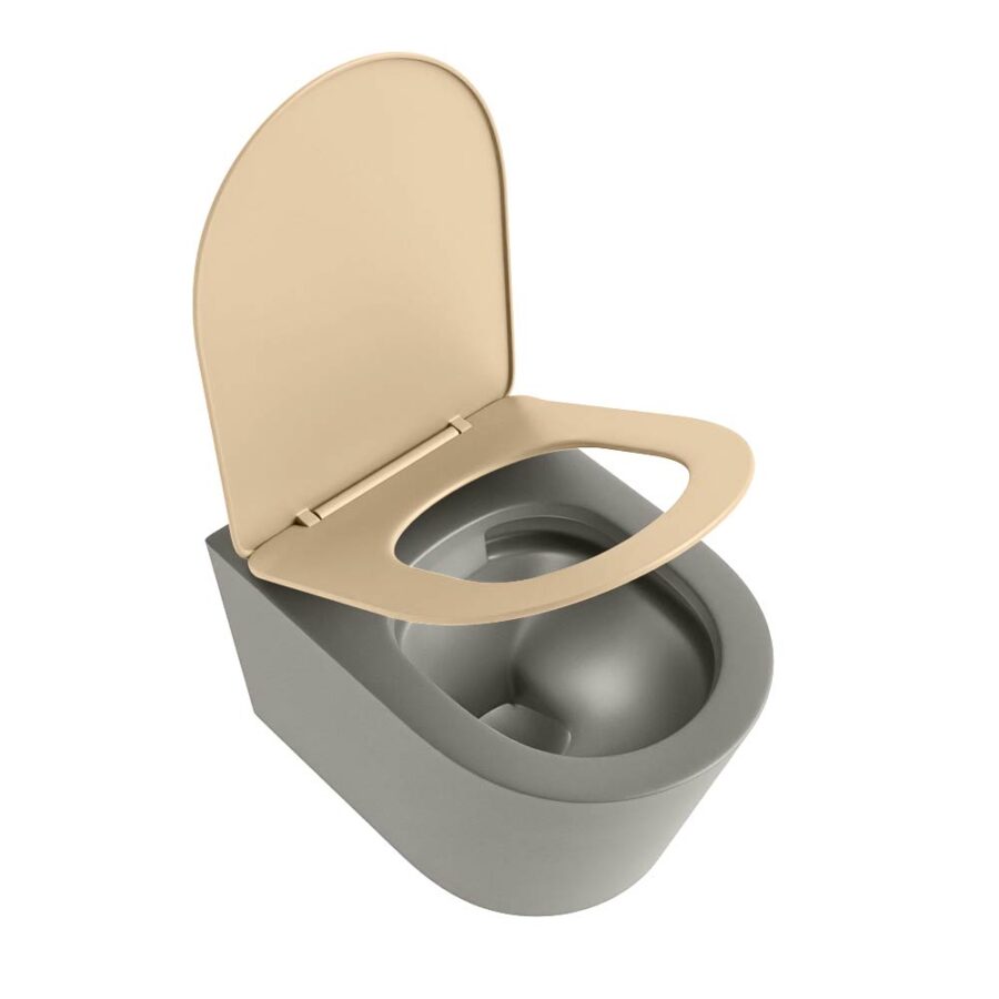 MONDIAZ LAVIE hangend toilet single fire rimless diepspoel Smoke. Toiletzitting met quick-release & softclose Sand. - Afbeelding 4