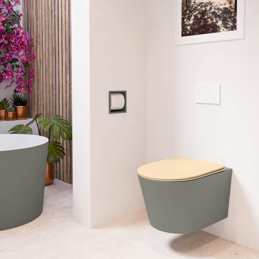 MONDIAZ LAVIE hangend toilet single fire rimless diepspoel Smoke. Toiletzitting met quick-release & softclose Sand. - Afbeelding 3