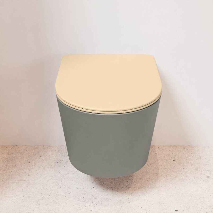 MONDIAZ LAVIE hangend toilet single fire rimless diepspoel Smoke. Toiletzitting met quick-release & softclose Sand. - Afbeelding 2
