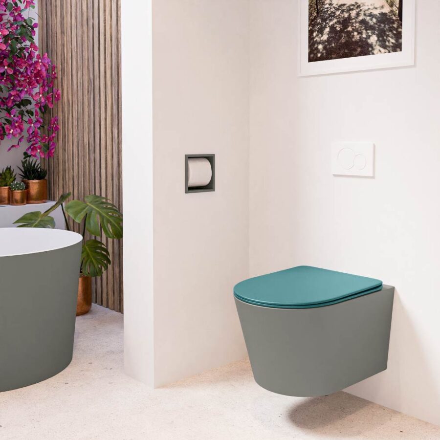 MONDIAZ LAVIE hangend toilet single fire rimless diepspoel Smoke. Toiletzitting met quick-release & softclose Smag. - Afbeelding 3