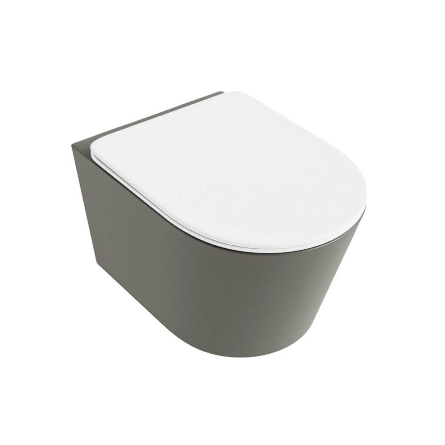 MONDIAZ LAVIE hangend toilet single fire rimless diepspoel Smoke. Toiletzitting met quick-release & softclose Talc. - Afbeelding 5