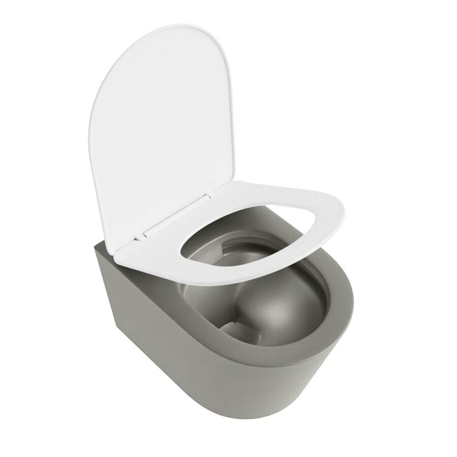 MONDIAZ LAVIE hangend toilet single fire rimless diepspoel Smoke. Toiletzitting met quick-release & softclose Talc. - Afbeelding 4