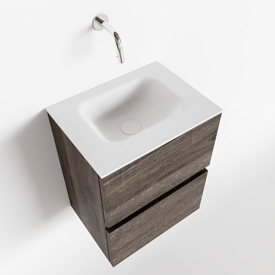 MONDIAZ ADA 40cm toiletmeubel dark brown. LEX wastafel talc positie midden. Zonder kraangat - Afbeelding 4