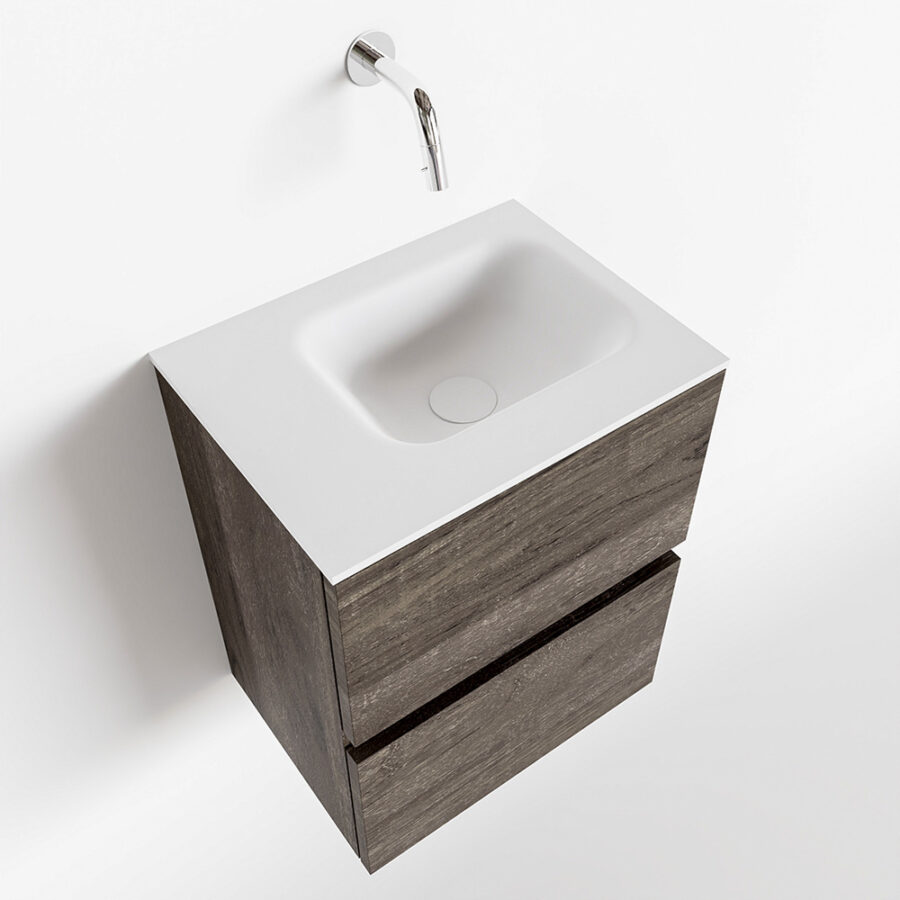 MONDIAZ ADA 40cm toiletmeubel dark brown. LEX wastafel talc positie links. Zonder kraangat - Afbeelding 4